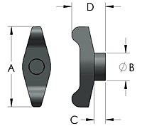 TW7 T-Knob Line Drawing